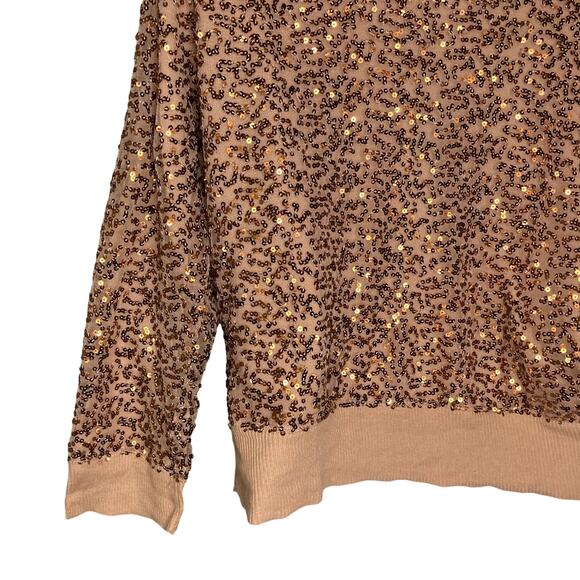 American Eagle Womens Rose Gold Sequin Cardigan Sweater Button Front Size Medium - Picture 15 of 16